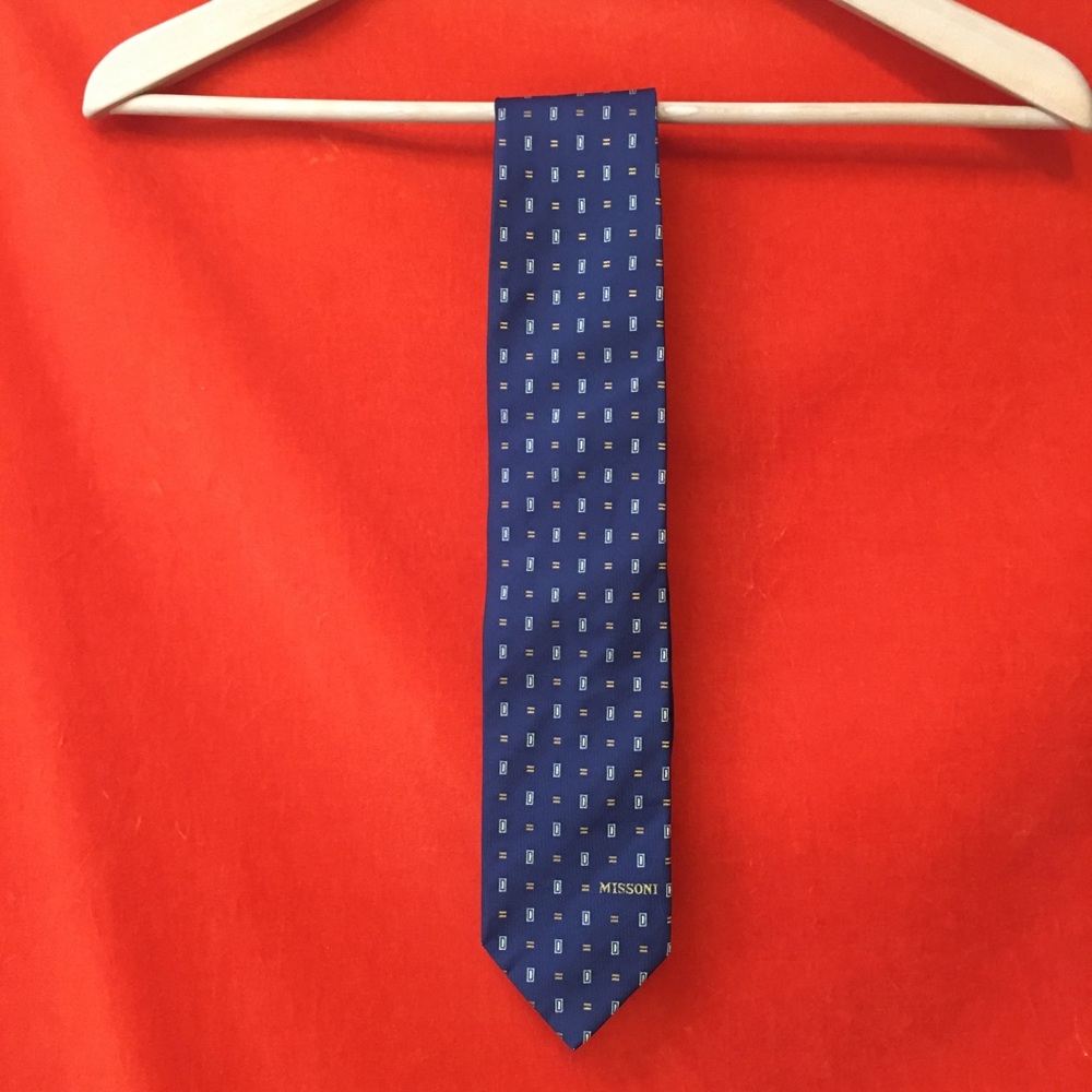 Missoni silk necktie geometric print navy